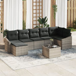 7-teiliges Garten Essset mit Kissen Schwarz Poly Rattan