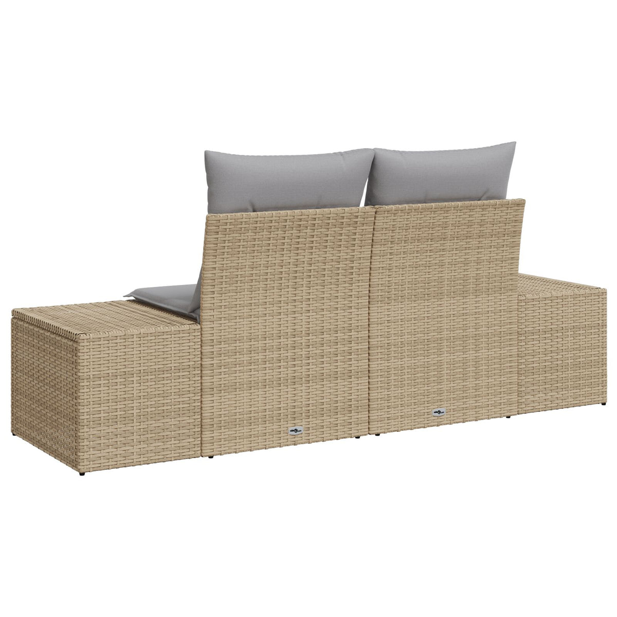2-Sitzer Garten Sofa mit Stauraum & Kissen Beige Poly Rattan