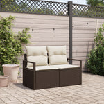 2-Sitzer Garten-Sofa mit Stauraum und Kissen Braun Poly Rattan