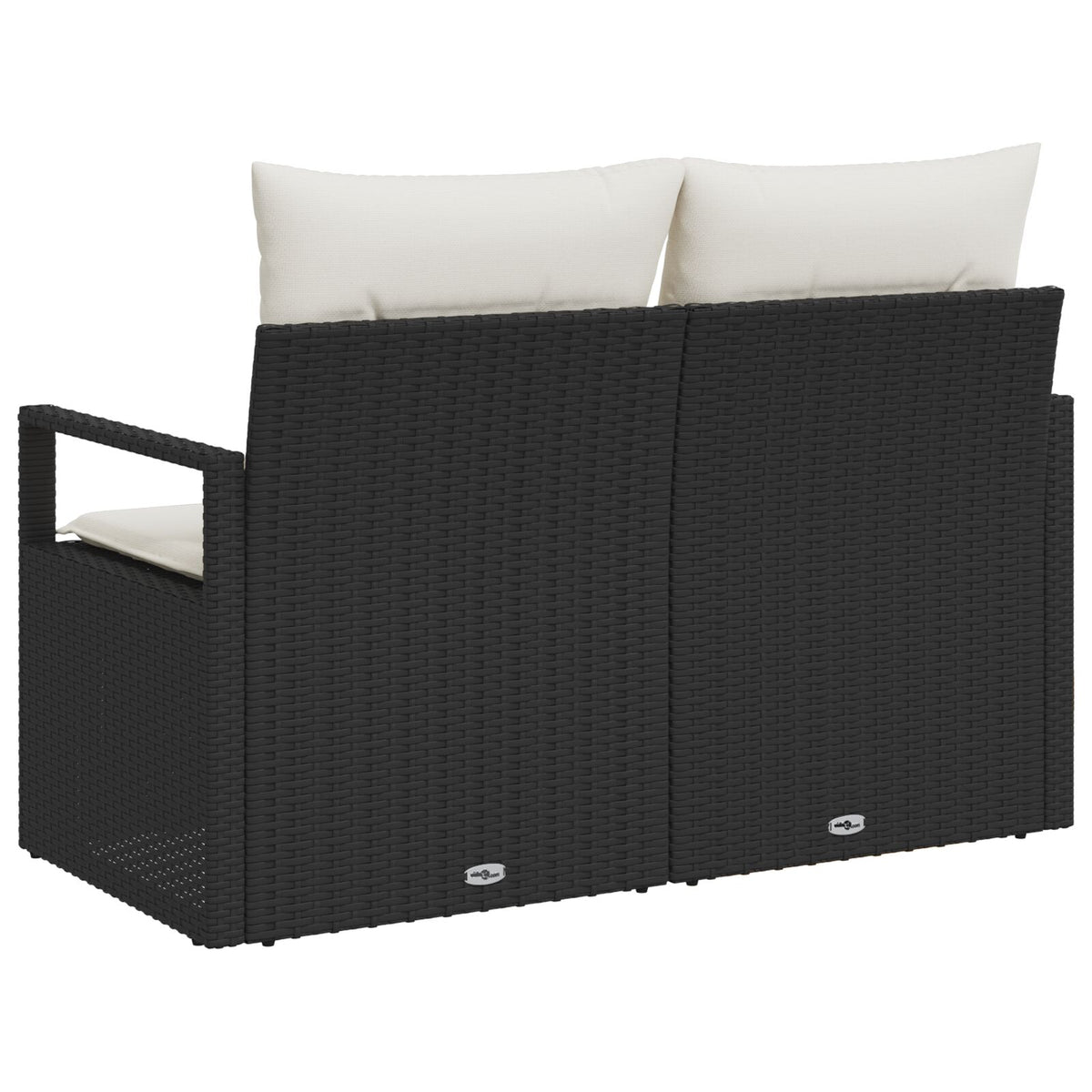 2-Sitzer Gartensofa mit Stauraum und Kissen Schwarz Poly Rattan