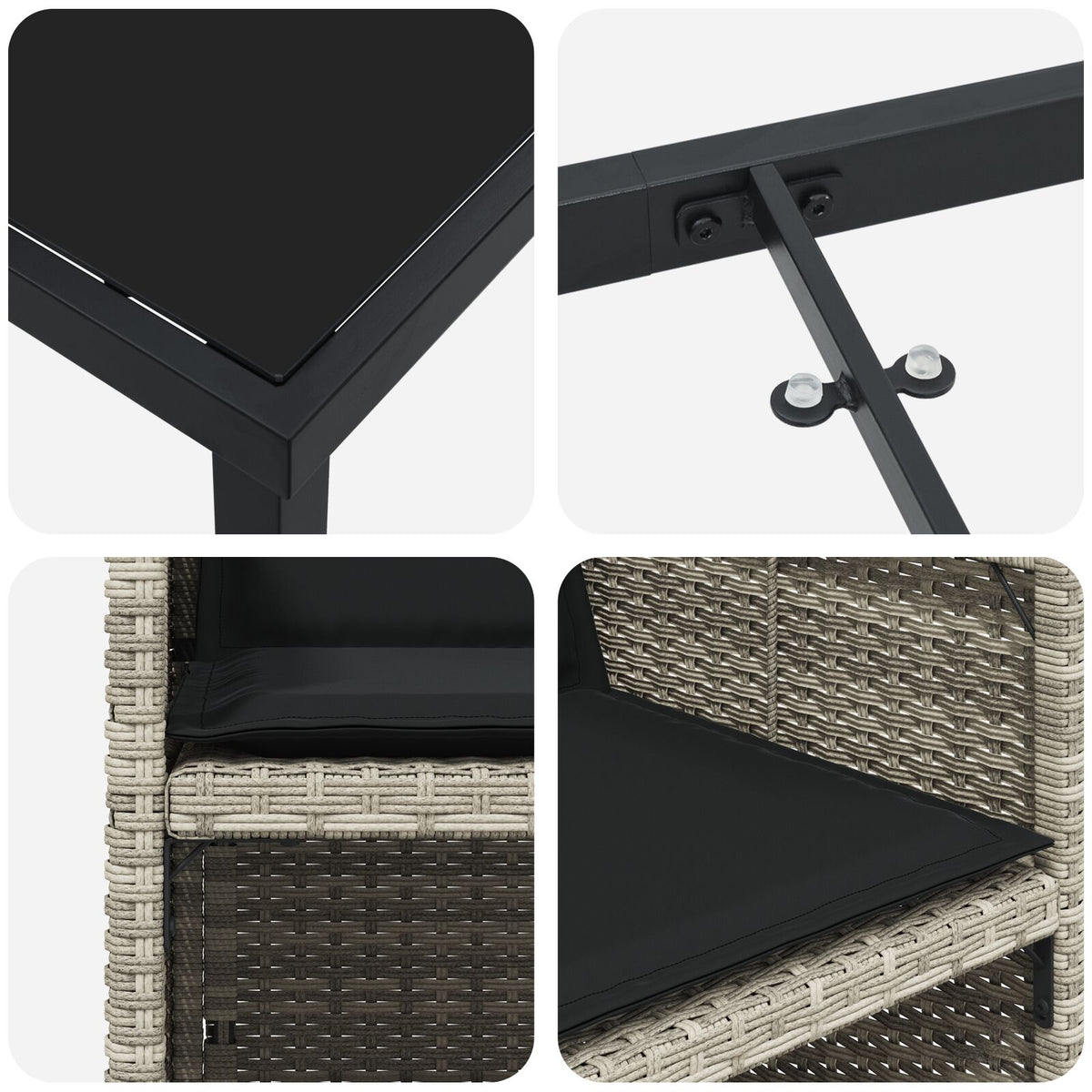 5-teiliges Garten-Essgruppen-Set mit Kissen, hellgrau, Poly-Rattan