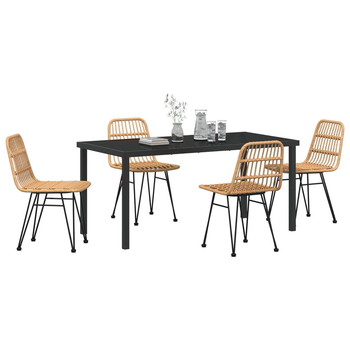 5-teiliges Garten-Essgruppe Braun Poly Rattan