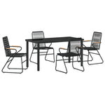 5-teiliges Garten-Essgruppen-Set Schwarz PVC Rattan