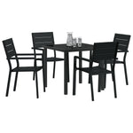 5-teilige Garten Essgruppe Schwarz HDPE