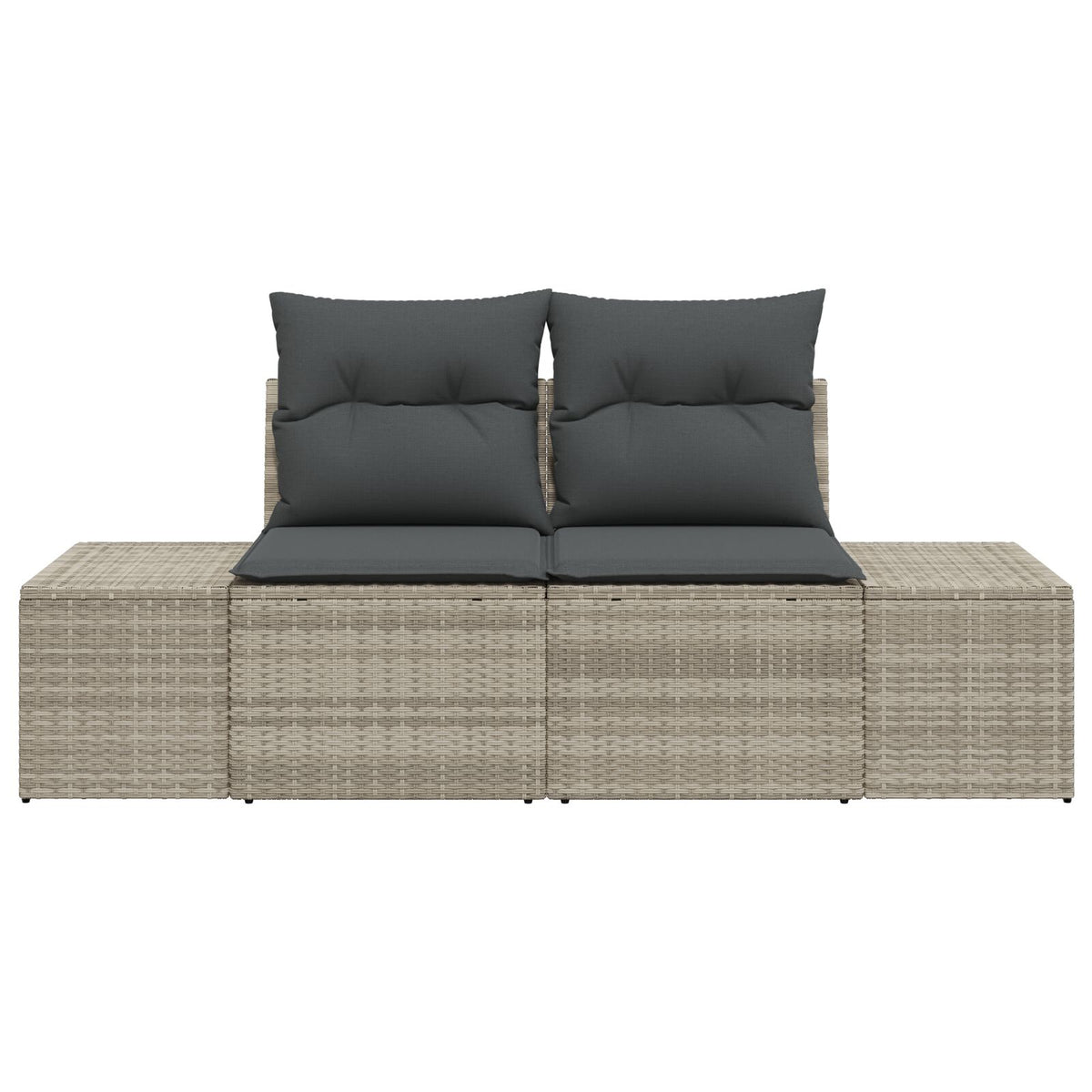 2-Sitzer Garten Sofa mit Stauraum & Kissen Graues Poly-Rattan