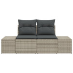2-Sitzer Garten Sofa mit Stauraum & Kissen Graues Poly-Rattan