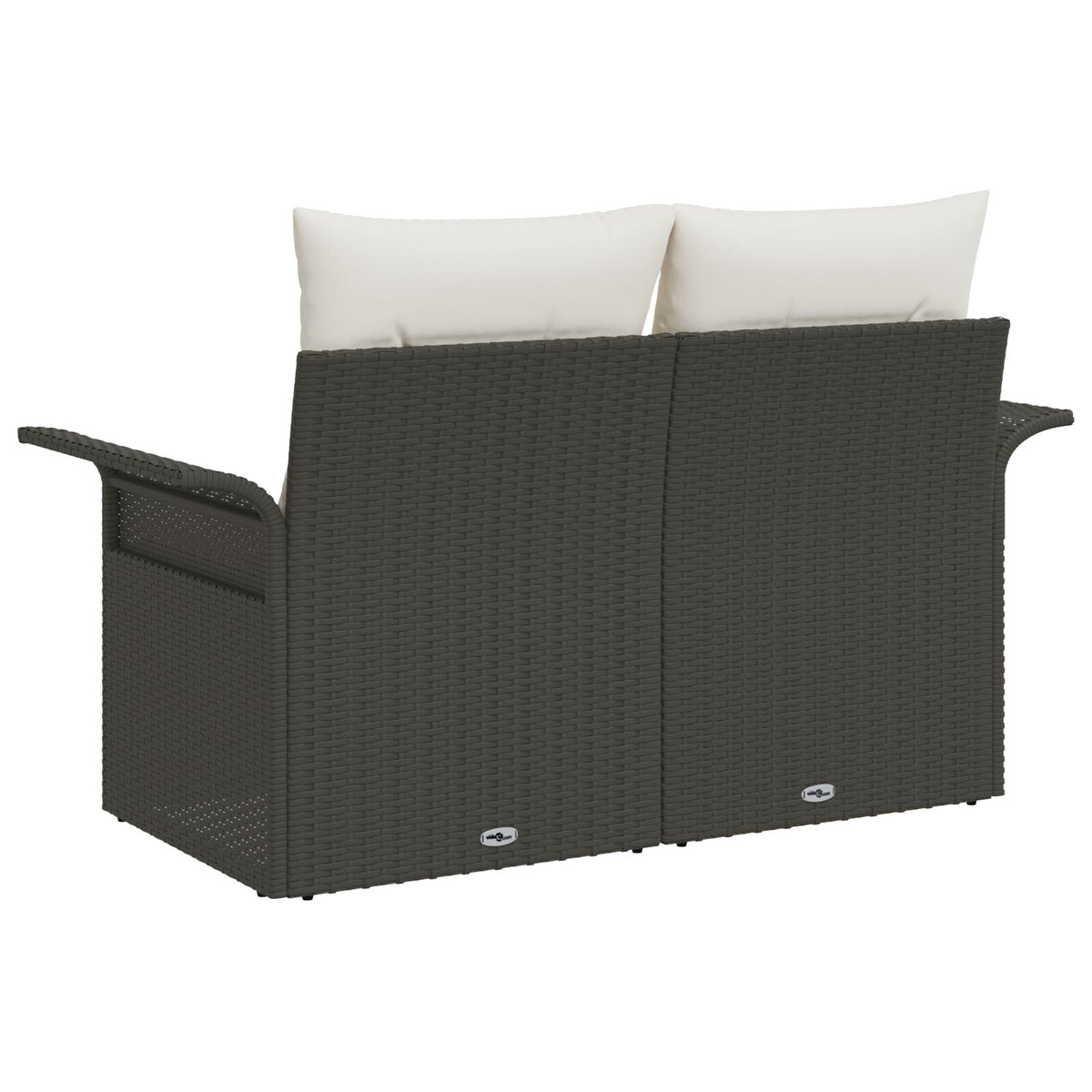 2-Sitzer Garten-Sofa mit Kissen Schwarz Poly-Rattan