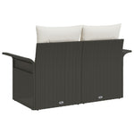 2-Sitzer Garten-Sofa mit Kissen Schwarz Poly-Rattan