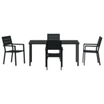 5-teilige Garten Essgruppe Schwarz HDPE
