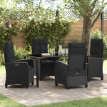 5-teilige Garten-Essgruppe mit Kissen Schwarz Poly-Rattan