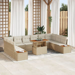 11-teilige Garten-Essgruppe mit Kissen Beige Poly-Rattan Akazie