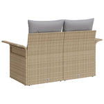 2-Sitzer Garten-Sofa mit Kissen Beige Poly Rattan