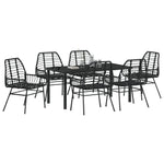 7-teilige Garten-Essgruppe Schwarz Poly-Rattan