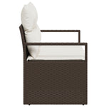 2-Sitzer Garten-Sofa mit Stauraum und Kissen Braun Poly Rattan