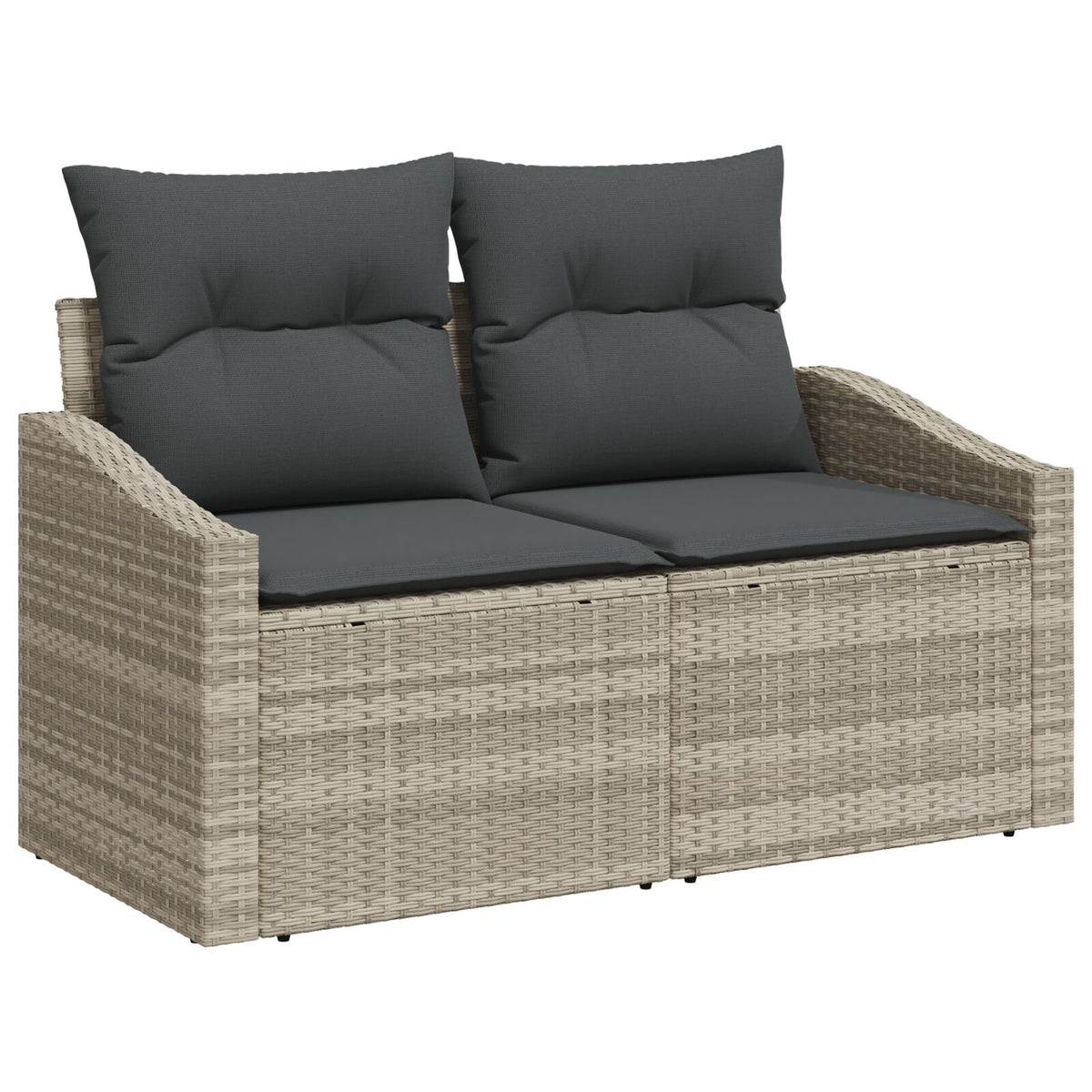 2-Sitzer Garten-Sofa mit Kissen Grau Poly Rattan