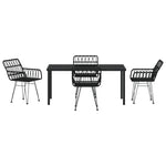 5-teilige Garten-Essgruppe Schwarz Poly Rattan