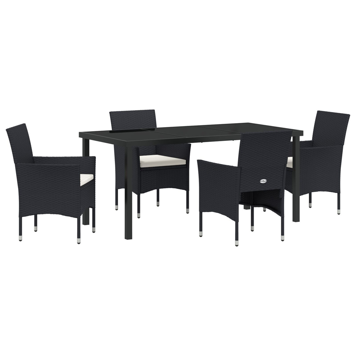 5-teiliges Garten-Essgruppen-Set Schwarz Poly-Rattan