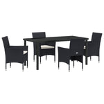 5-teiliges Garten-Essgruppen-Set Schwarz Poly-Rattan