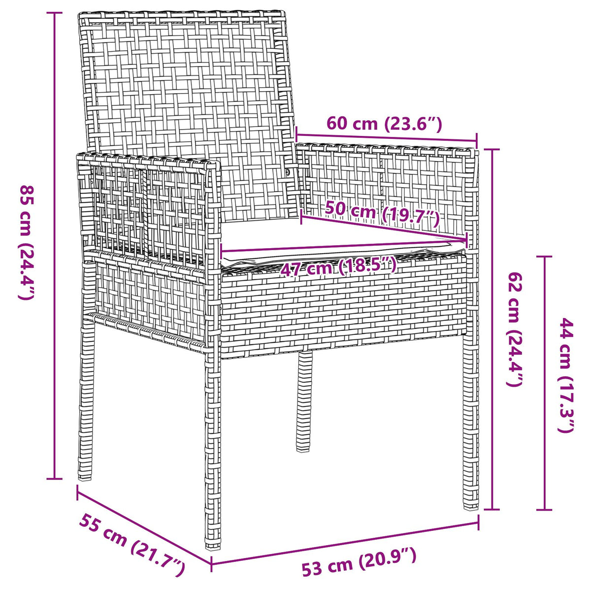 5-teilige Garten Essgruppe mit Kissen Beige Poly Rattan