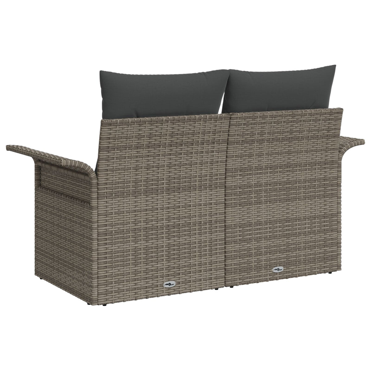 2-Sitzer Gartensofa mit Stauraum und Kissen Grau Poly Rattan