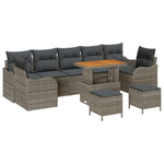 10 teiliges Garten-Sofa-Set mit Kissen Grau Poly Rattan Akazie, vidaXL 2-Sitzer Garten-Sofa mit Stauraum & Kissen Grau Poly Rattan, vidaXL 3-teiliges Garten-Ess-Set mit Kissen Grau Poly Rattan Akazie