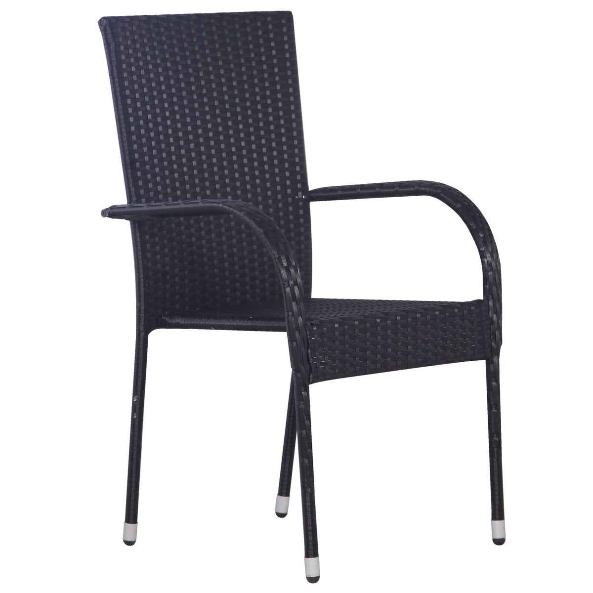 3-teilige Garten-Essgruppe Schwarz Poly Rattan