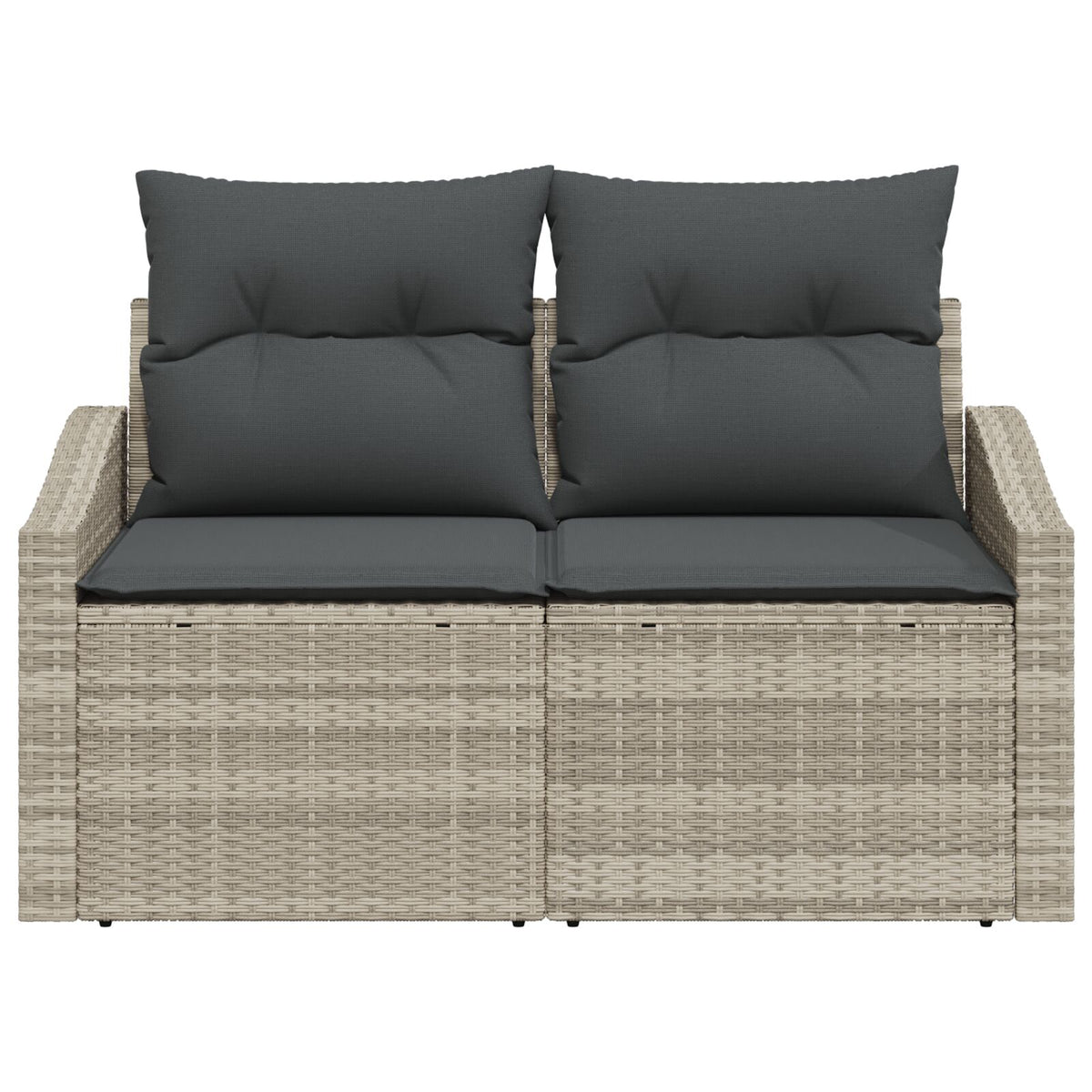 2-Sitzer Garten-Sofa mit Kissen Grau Poly Rattan