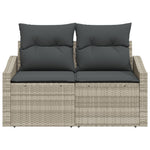 2-Sitzer Garten-Sofa mit Kissen Grau Poly Rattan
