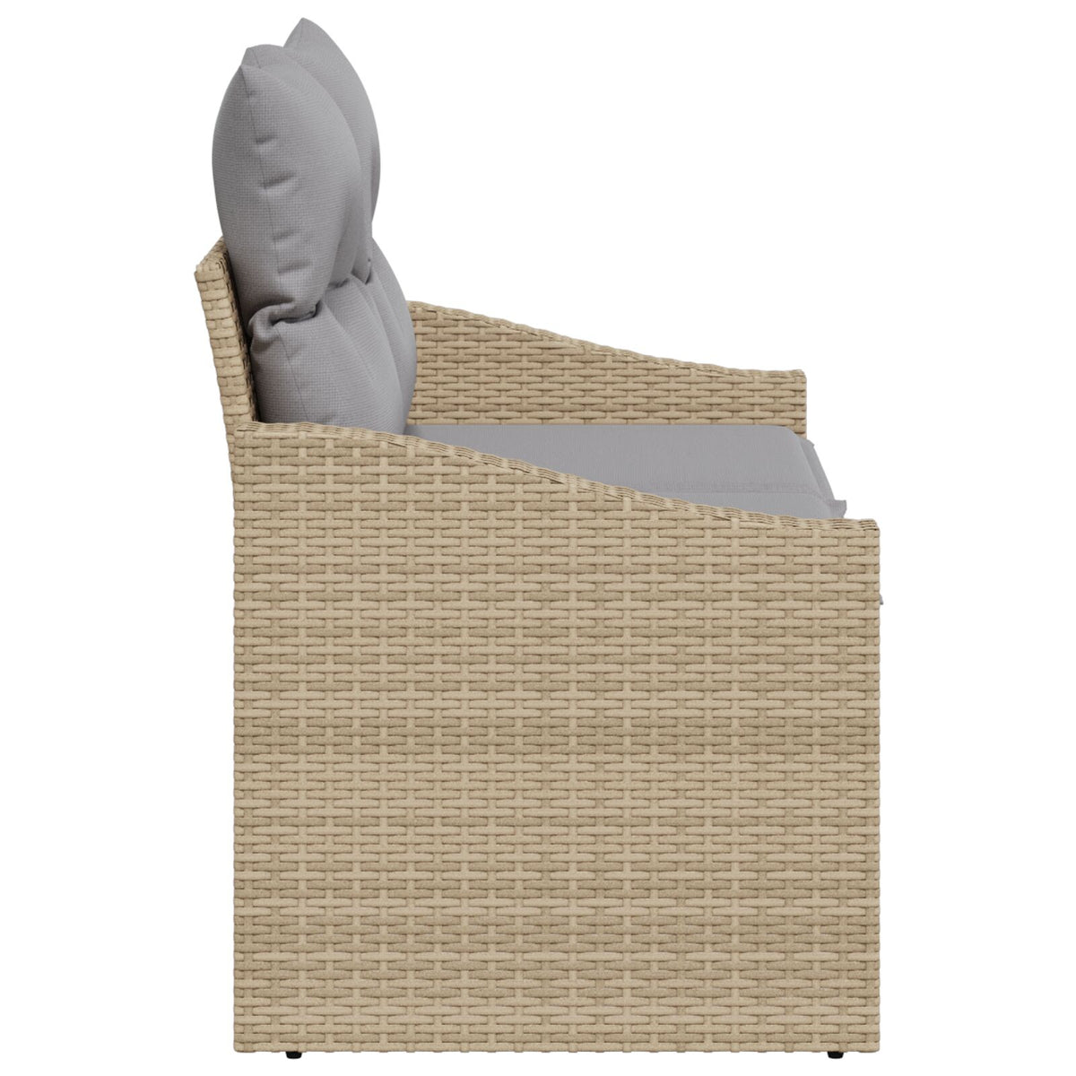 2-Sitzer Garten Sofa mit Stauraum und Kissen Beige Poly-Rattan