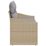 2-Sitzer Garten Sofa mit Stauraum und Kissen Beige Poly-Rattan