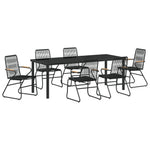 7-teilige Garten-Essgruppe Schwarz PVC-Rattan