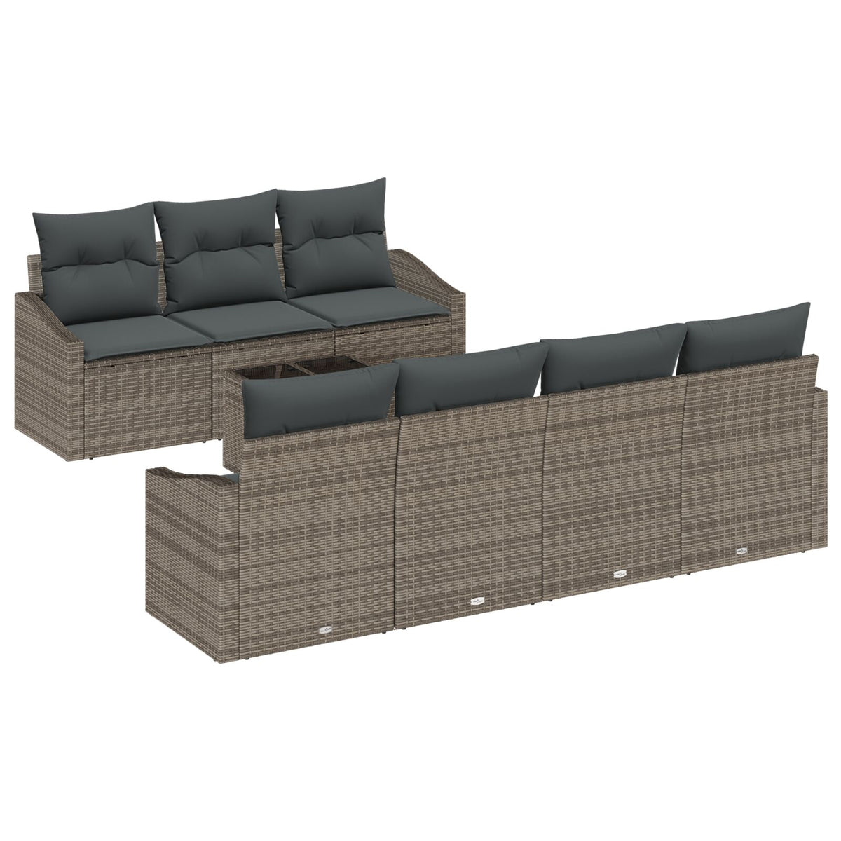 8-teiliges Garten-Essgruppe mit Kissen Grau Poly Rattan
