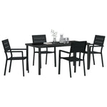 5-teilige Garten Essgruppe Schwarz HDPE