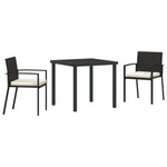 3-teiliges Garten-Essgruppe Schwarz Poly Rattan