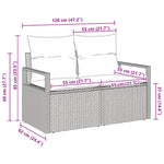 2-Sitzer Garten-Sofa mit Stauraum und Kissen Grau Poly Rattan