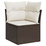 7-teiliges Garten-Essgruppen-Set mit Kissen Braun Poly-Rattan