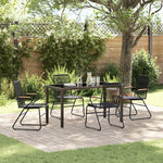 5-teiliges Garten-Essgruppen-Set Schwarz PVC Rattan