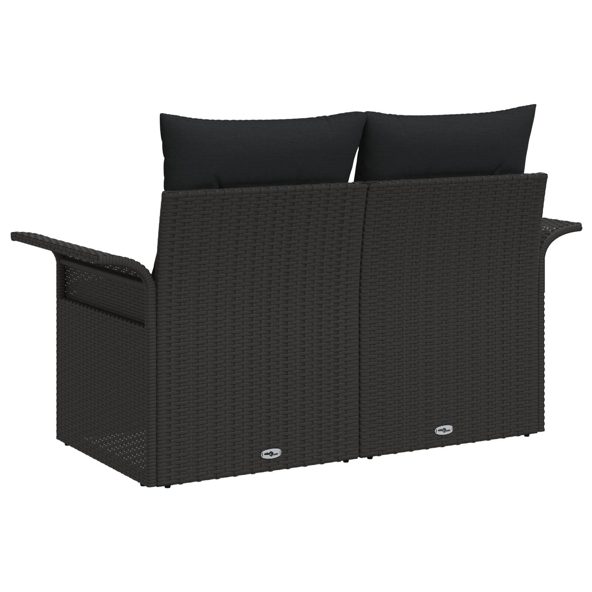 2-Sitzer Garten Sofa mit Kissen Schwarz Poly-Rattan