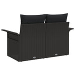 2-Sitzer Garten Sofa mit Kissen Schwarz Poly-Rattan