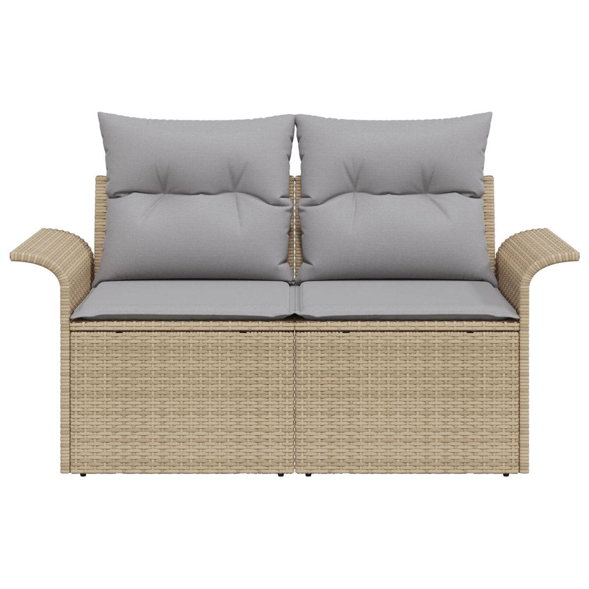 2-Sitzer Garten-Sofa mit Kissen Beige Poly Rattan