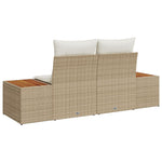 2-Sitzer Garten-Sofa mit Kissen Beige Poly Rattan