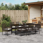 9-teilige Garten-Essgruppe mit Kissen Braunes Polyrattan