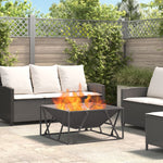 Feuerstelle Quadrat Schwarz 80x80x40 cm Stahl