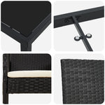 5-teilige Garten-Essgruppe mit Kissen schwarzes Poly-Rattan