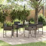5-teilige Garten-Essgruppe mit Kissen in Grau aus Poly-Rattan