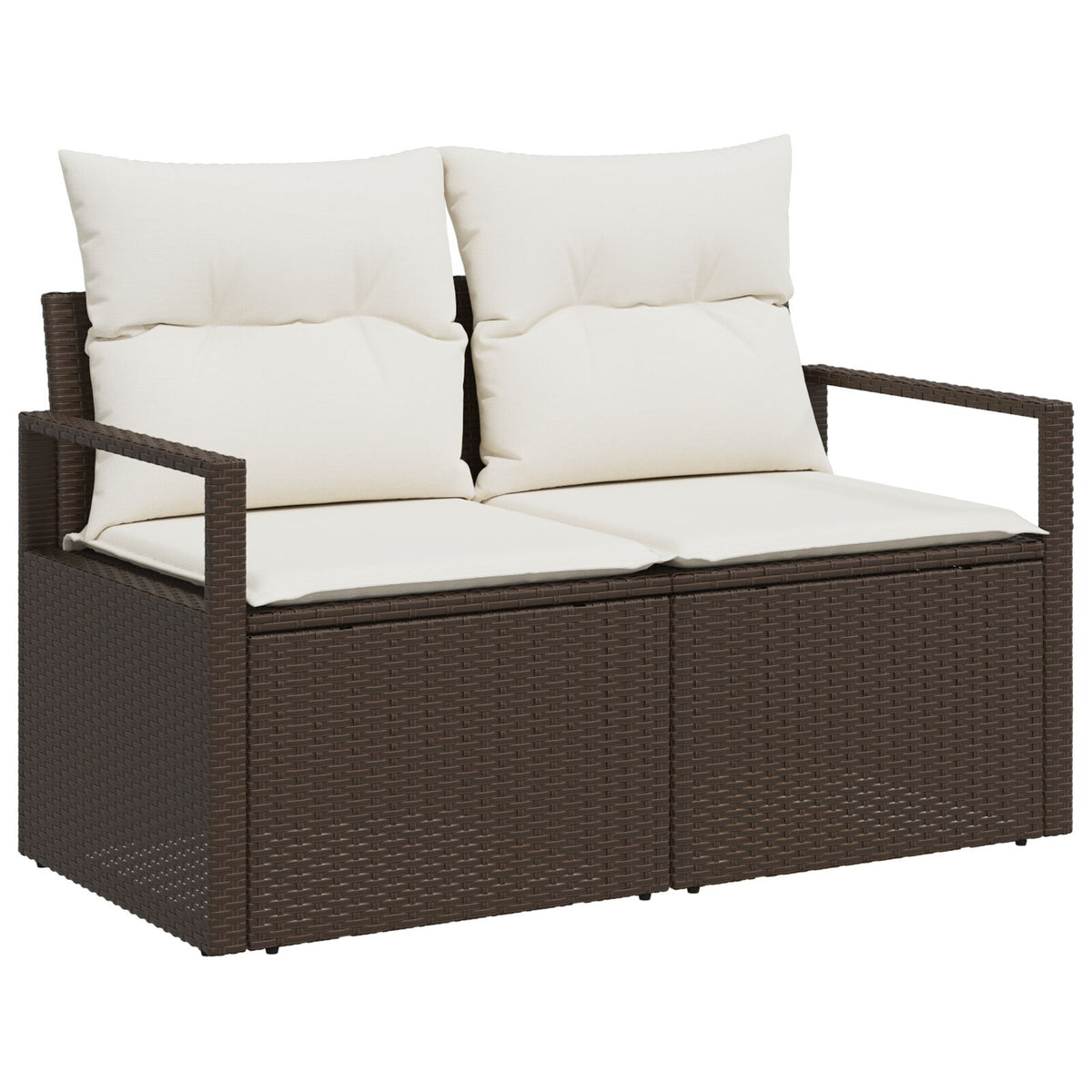 2-Sitzer Garten-Sofa mit Stauraum und Kissen Braun Poly Rattan