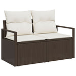 2-Sitzer Garten-Sofa mit Stauraum und Kissen Braun Poly Rattan