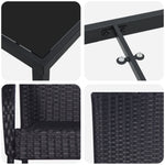 3-teilige Garten-Essgruppe Schwarz Poly Rattan