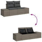 2-Sitzer Garten Sofa mit Stauraum & Kissen Grau Poly Rattan