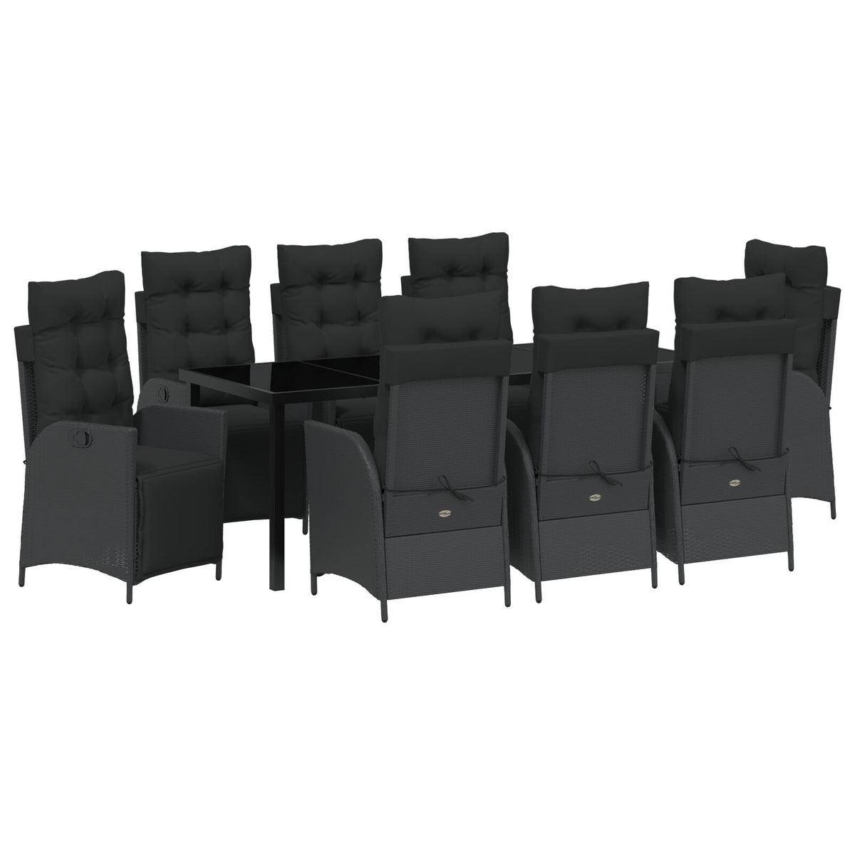 9-teiliges Garten-Essgruppe Schwarz Poly-Rattan
